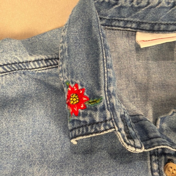 Vintage Denim Christmas Shirt Teddy Bear Holiday Button Down Long Sleeve - Picture 6 of 6